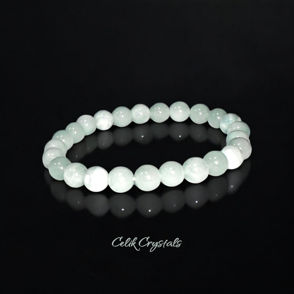 Larimar Bracelet 8mm Natural Stones Unisex Stretch Bracelet - Picture 3 of 6